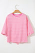 Nautical Lines Striped Bow Back Cutout Wide Sleeve Tee